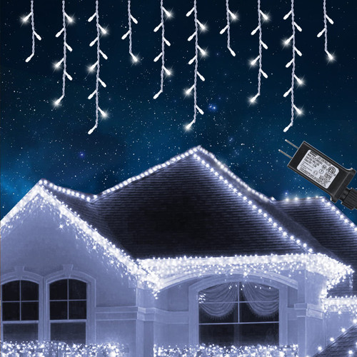 Christmas Icicle Lights Outdoor, 29.5ft 360 LED Connectable Icicle String Lights with 60 Drops, 8 Modes Icicle Fairy Twinkle Lights for Party, Holiday, Wedding, Christmas Decorations(White) Christmas Icicle Lights Outdoor, 29.5ft 360 LED Connectable Icicle String Lights with 60 Drops, 8 Modes Icicle Fairy Twinkle Lights for Party, Holiday, Wedding, Christmas Decorations(White)