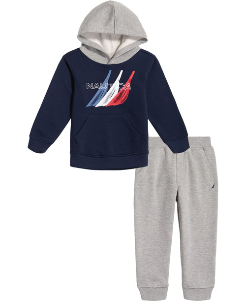 Nautica Boys 2 Pieces Jogger Set, Navy Blazer/Heather, 3T US
