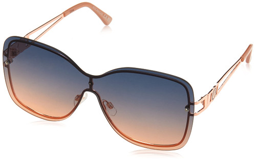 Rocawear R3366 Stunning Rimless UV Protective Butterfly Shield Sunglasses. Gifts for Women with Flair, 140 mm, Rose Gold & Rose