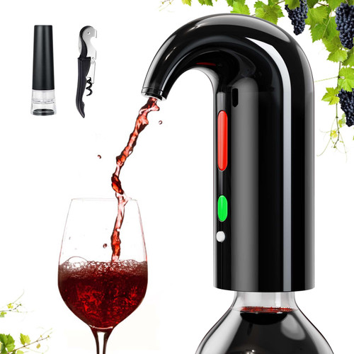 Electric Wine Aerator, Wine Aeration and Decanter Wine Dispenser Spout Pourer,Wine Accessories Gift for Wine Lovers-Black