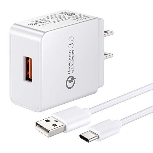 Quick Charge 3.0 Compatible LG G7 V35 V30S V35 V40 Thinq G6 Phone, 18W Travel Rapid Charger with 6.6Ft USB Type C Charging Cable Compatible LG G7 V30S V35 ThinQ, G5 G6 V20 V30,Q Stylo 4