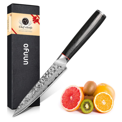 oFuun Paring Knife, 5 Inch Japanese Kitchen Knife, VG-10 Damascus High Carbon Stainless Steel Knife for Fruit and Vegetable Cutting Chef Knives oFuun Paring Knife, 5 Inch Japanese Kitchen Knife, VG-10 Damascus High Carbon Stainless Steel Knife for Fruit and Vegetable Cutting Chef Knives