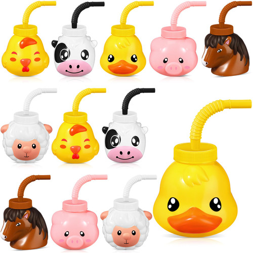 Roshtia Farm Animal Cups with Straws and Lids 11 oz Plastic Reusable Animal Themed Cups Cute Pig Sheep Chicken Duck Horse Cow Straw Cups for Kids Birthday Farm Theme Party Favor Supplies (12 Set) Roshtia Farm Animal Cups with Straws and Lids 11 oz Plastic Reusable Animal Themed Cups Cute Pig Sheep Chicken Duck Horse Cow Straw Cups for Kids Birthday Farm Theme Party Favor Supplies (12 Set)