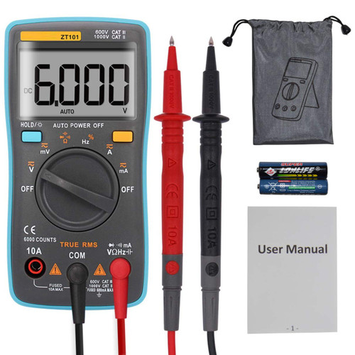 Auto-Ranging True RMS Digital Multimeter 6000 Counts & Backlit LCD Display, Measures AC/DC Voltage & Current, Resistance, Capacitance, Frequency, Duty Cycle, Diode, Continuity by EX ELECTRONIX EXPRESS