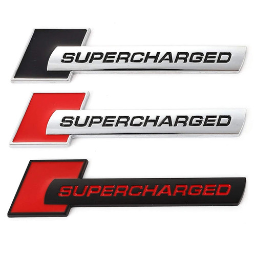 DuoMai 3D Car Sticker Emblem Sport Auto Badge Decal for Supercharged Audi A3 A4 A5 A6 Q3 Q5 Q7 RS S3 S4 S5 S6 S8 (Black red,Supercharged)