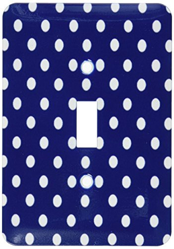 3dRose LLC lsp_24685_1 Navy Blue and White Polka Dot Print, Single Toggle Switch