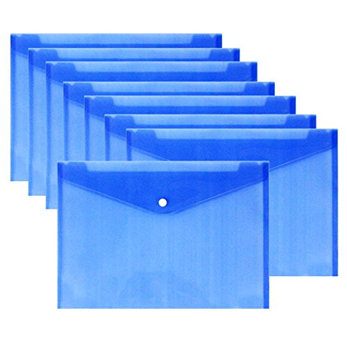 Warmter Poly Envelopes Clear Folder Plastic Clear Folders Clear Document Folder with Snap Button US Letter/ A4 Size Set of 12 Blue