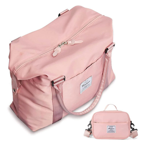 Weekender Gym Travel Cute Duffel Bags Pink with Toiletry Bag Carry On Bag Overnight Bag with Wet Pocket Hospital Bag for Labor and Delivery for Womens