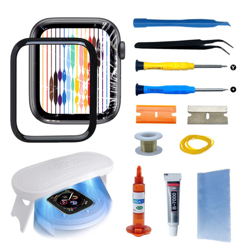 Agzssl Compatible with Apple Watch 4/5/6/SE/SE2 40mm Screen Replacement Front Lens LED Glass Replacement Repair Kit with Tools and Instructions (No LCD Screen)