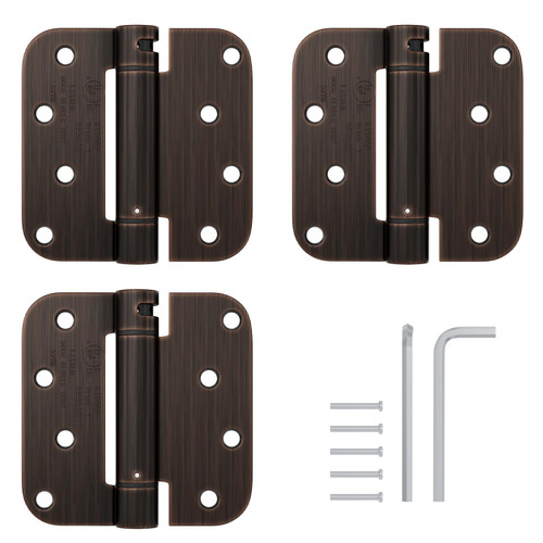 3Pack Bronze Door Hinges 4 Inch Self Closing Spring Door Hinge 5/8" Radius Corners Residential & Heavy-Duty Door Hinges Oil Rubbed Bronze Door Hinges Adjustable