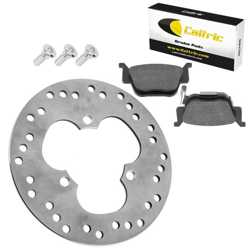 Caltric Rear Brake Disc Rotor with Pads Bolts Compatible wtih Honda TRX450R Sportrax 450 2x4 2004 2005