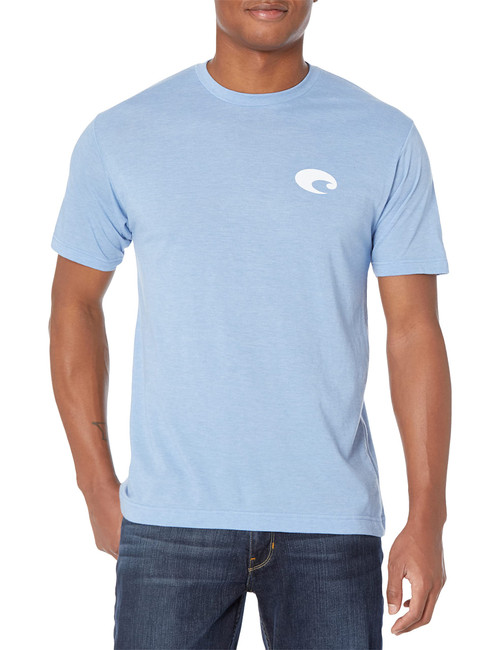 Costa Del Mar Hooked Short Sleeve Blend T Shirt, Heather Athletic Blue, Large