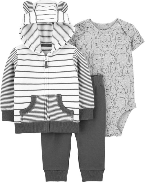Carter's Baby Boys' Cardigan Sets (Stripe/Bear, 12 Months)