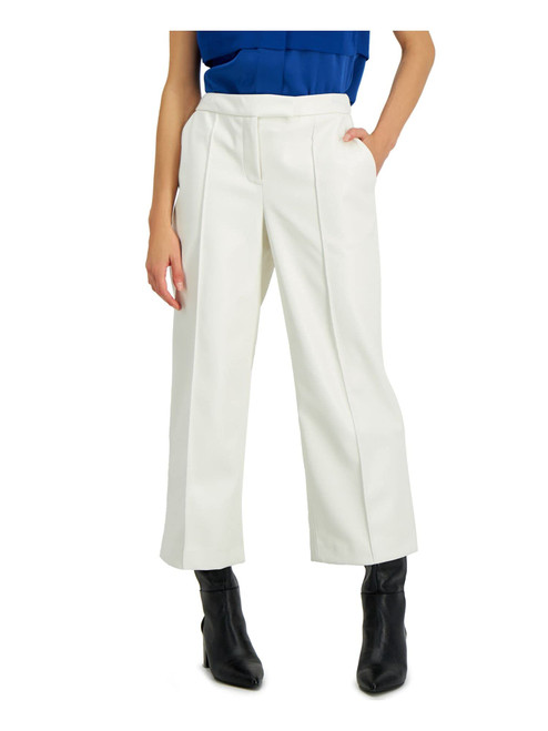 Alfani Womens Faux Leather Casual Trouser Pants, White, 12 Alfani Womens Faux Leather Casual Trouser Pants, White, 12