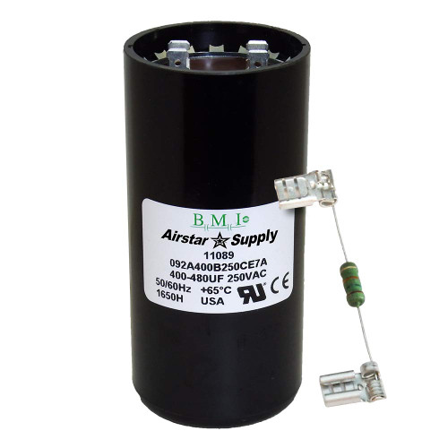 400-480 uF x 220 250 VAC - BMI/USA Start Capacitor # 092A400B250CE7A with Bleed Resistor