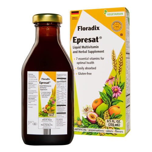 Floradix, Epresat Vegetarian Adult Liquid Multivitamin for Overall Health, 8.5 Fl. Oz