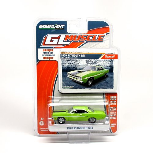 1970 PLYMOUTH GTX (GREEN) * GL MUSCLE SERIES 7 * 2014 Greenlight CollectibleS 1:64 Scale Die-Cast Vehicle & Trading Card