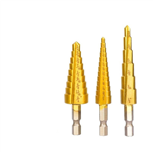Step Drill Bit 1/8-3/4 Coated Step Cone Drill Bit for Wood Metal Hole Drilling Straight Grooved Hole Drill Bit 1Pcs (Color : 1pc Hex 1I8-1I2)
