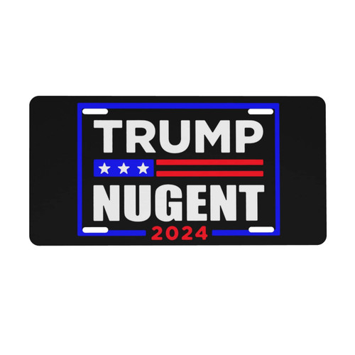 Trump Nugent 2024 License Plate 6x12 Inches Aluminum License Plate Frames Auto Car Tag Personalized License Sign