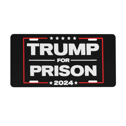 Trump for Prison 2024 License Plate 6x12 Inches Aluminum License Plate Frames Auto Car Tag Personalized License Sign