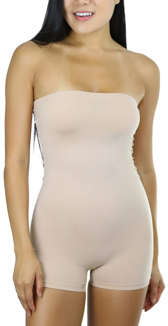 ToBeInStyle Women's Simple Seamless Romper - Nude - M/L