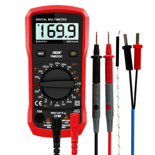 Digital Multimeter, THZY PRO 2000 Counts Auto Ranging Multifunction Electronic Amp Volt Ohm Voltage Meter Multimeters with Diode, Temperature Tester and Continuity Test Tester, Backlight LCD Display
