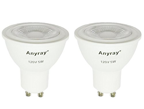 2-Bulbs Anyray GU10 LED Light Bulbs, 5 Watt, ( 50W Equivalent ), 36° Beam, 120 Volts, Dimmable, Recessed Lighting, LED Spotlight Bulbs (Blue)