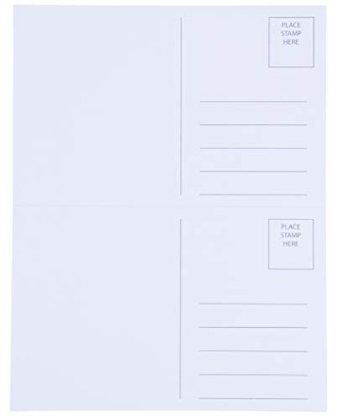 Blank Postcards - 100-Sheet 200-Cards Printable Postcards, 2-Up Perforated Laser and Inkjet Printer Postcards, Self Mailer Mailing Side Postcards, White, 8.5 x 5.5 Inches Per Postcard