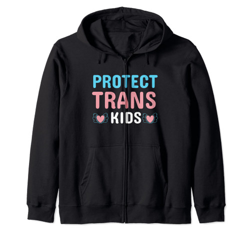 Transgender Pride Flag, Protect Trans Kids, FTM MTF LGBTQ Zip Hoodie