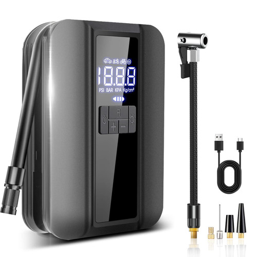 Cordless Tire Inflator Portable Air Compressor, 5000mAh Battery Rechargeable Bike Air Pump Car Tire Pump with Digital Display,150Psi Electric Wireless Air Pump for Car Tires, Bikes, Balls, Motorcycles