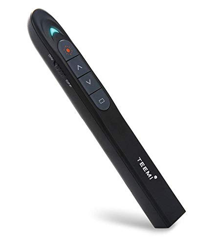 TEEMI Wireless Presenter Pointer 2.4GHz USB Presentation Remote Control for PowerPoint, PPT, Prezi and Keynote, 100m Working Range 360°Control, red Laser