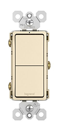 Legrand - Pass & Seymour radiant RCD11LACC6 Combination Rocker Wall Switch: 15A Single Pole/Single Pole, Light Almond