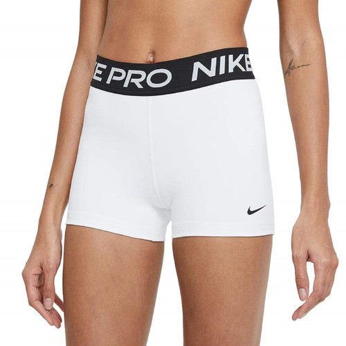 Nike Womens Pro 3" Shorts (White/Black/Black, Large)