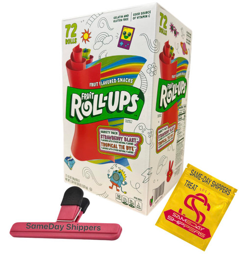 Fruit Roll-Ups Fruit Snacks Variety Pack (0.5 oz., 72 pk.) | Includes BRANDED SameDay Shippers Bag Clip.