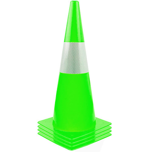 15 inch Traffic Safety Cones with Reflective Collars,[4 Pack]Green Construction Cones| Parking Cones|Road Cones for Parking lot, Driveway, Sport and Driving Training.