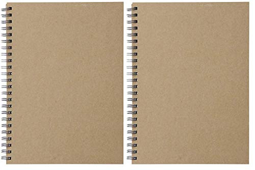 MUJI Double Ring Notebook Hard Cover A5 No Ruled 80 Sheets-160 Pages X 2 Books (Light Brown)