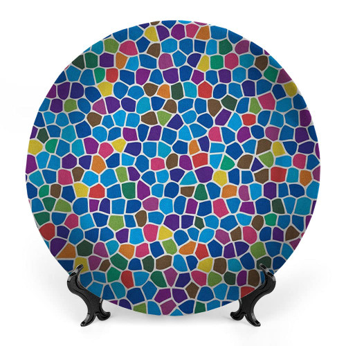 LIGUTARS Ceramic Plates, Modern Decorative Ceramic Plates, Vivid Rainbow Colored Mosaic Design Shapes in, 6 Inch, For Dining, Parties, Wedding, Multicolor