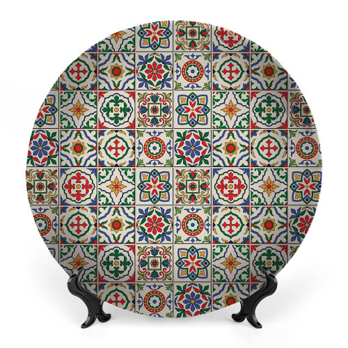 LIGUTARS Ceramic Plates, Moroccan Decorative Ceramic Plates, Colorful Pattern Portuguese Ornamental Abstract Floral, 6 Inch, For Dining, Parties, Wedding, Multicolor