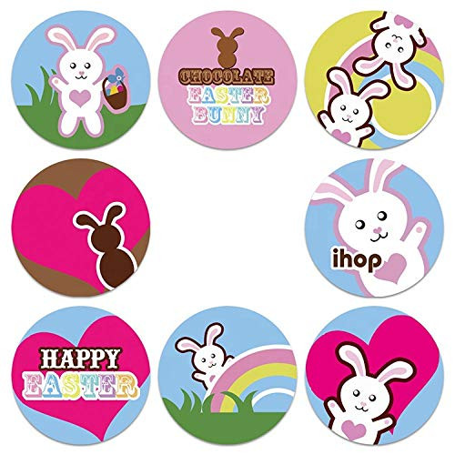 500 Pieces Easter Theme Stickers Novelty Assorted Easter Bunny Stickers Easter Eggs Self-Adhesive Roll Stickers for Easter Party Supplies (8 Styles)