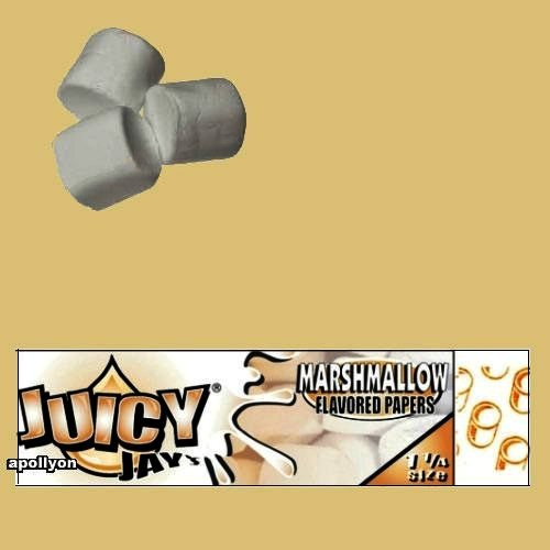 JUICY JAY'S "MARSHMALLOW" FLAVORED SMOKING ROLLING PAPERS 1-1/4 SIZE - 1 BOX OF 24 BOOKLETS