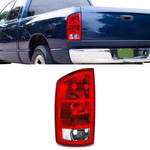 Jenuo Left Tail Light Fit For 02 2002 Dodge Ram 03 2003 Dodge Ram 04 2004 Dodge Ram 05 2005 Dodge Ram 06 2006 Dodge Ram 1500/03 04 05 06 Ram 2500 3500 Rear Brake Lamp (Chrome Trim - L)