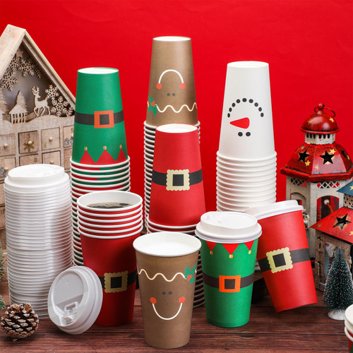 Dandat 100 Pieces Christmas Coffee Paper Cups with Lids 16 oz Disposable Christmas Paper Cups in Santa Snowman Elf Elk Designs for Hot Cocoa Tea Beverage Holiday Christmas Party Supplies Dandat 100 Pieces Christmas Coffee Paper Cups with Lids 16 oz Disposable Christmas Paper Cups in Santa Snowman Elf Elk Designs for Hot Cocoa Tea Beverage Holiday Christmas Party Supplies