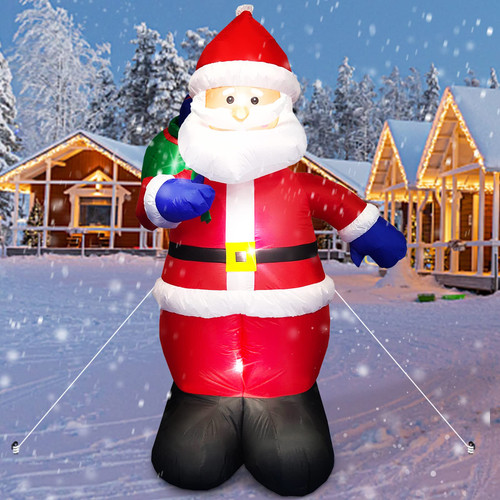 Danxilu 6FT Christmas Inflatable Santa Outdoor Decorations- Blow Up Santa Claus with Gift Bag Built-in LEDs Lighted Decor for Yard Garden Lawn Porch Xmas Holiday Party