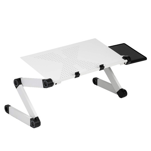N\A Adjustable Height Laptop Stand,Stand for up to 15.6" Laptops,Ergonomic Lap Desk Foldable Portable Computer Table with CPU Cooling USB Fans for Bed/Sofa/Desk/Office (White)
