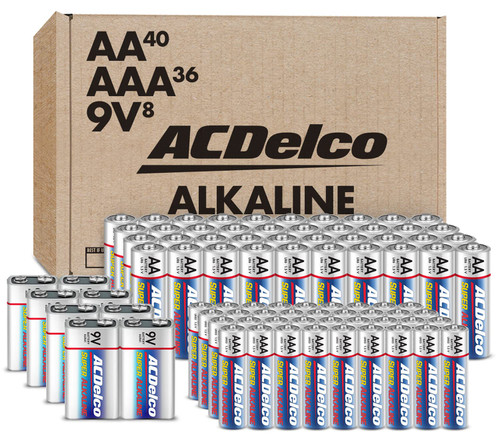ACDelco AA, AAA, 9-Volt Combo Pack, 40-AA, 36 AAA, 8 9V Batteries, Alkaline Batteries