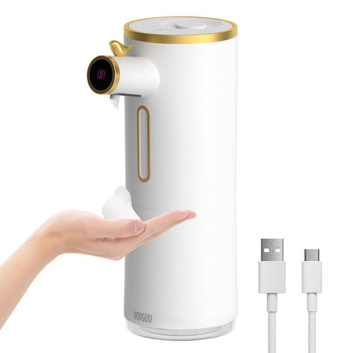 VOVGUU Automatic Soap Dispenser Touchless Foaming Hand Soap Dispenser for Bathroom 300ml/10.14OZ Smart Soap Dispenser 3 Levels Adjustable Foam Soap Dispenser, USB C Rechargeable