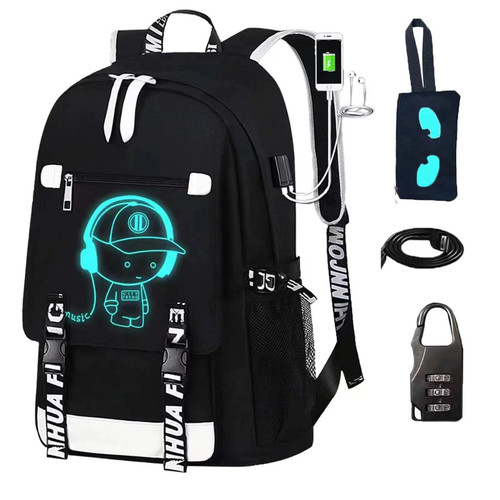 RM Family Backpack for Boys, 15.6 Laptop Backpack with USB Charging Port, Bookbag for School with Anti-Theft Lock,Teens Backpack Cool Backpack for Boys Includes Pencil Bag,luminous backpack