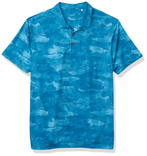 PUMA Golf 2020 Boy's Solar Camo Polo, Digi-Blue, Small
