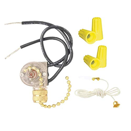 ZE-109 Zing Ear Fan Light Switch On-Off Speed with Pull Chain for Ceiling Light Fans, Lamps and Wall Lights(Brass)