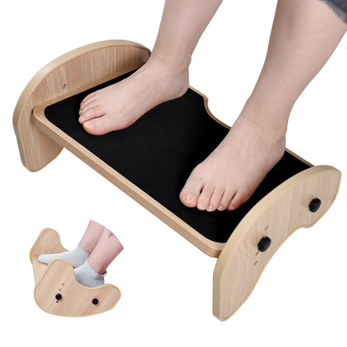 Scalebeard Foot Rest Under Desk,Wood Footrest for Under Desk-4-Angle Adjustable Desk Foot Rest with Non-Slip Surface,Ergonomic Foot Stool Under Desk Footrest for Home and Office